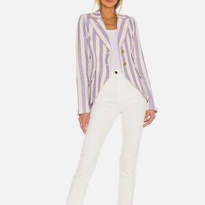 Smythe Equestrian Blazer Lavender Stripe With Mahogany Leather